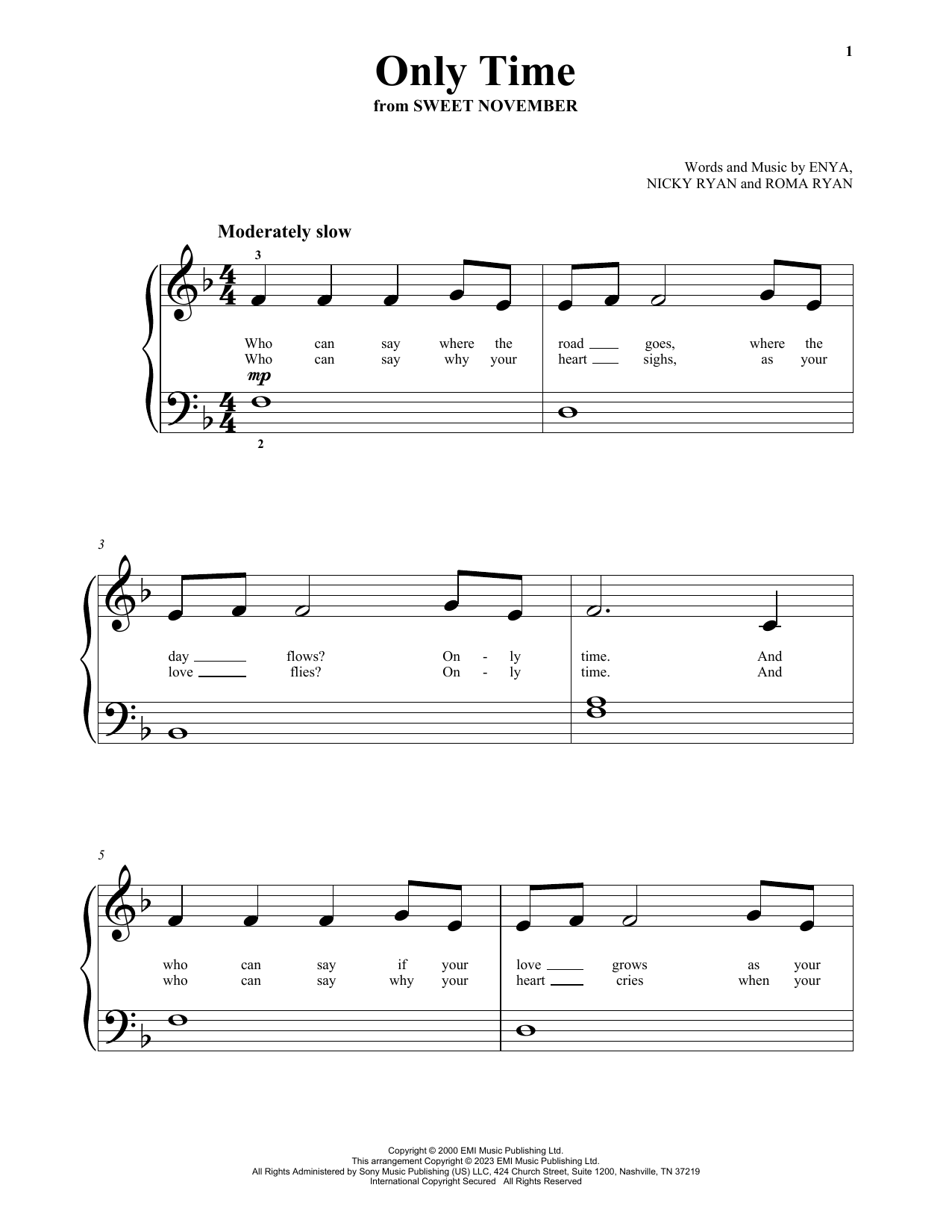 Produktgalerie: Seite 1 von 1 Only Time, Enya, Klavier