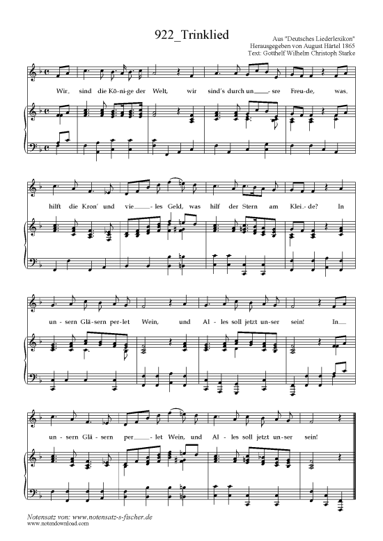 Product picture to: Trinklied Text: Gotthelf Wilhelm Christoph Starke