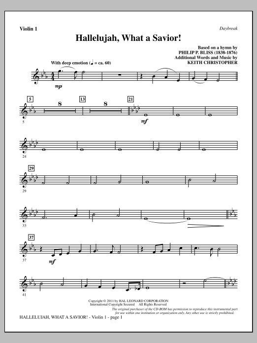 Produktbild zu: Hallelujah, What A Savior! - Violin 1