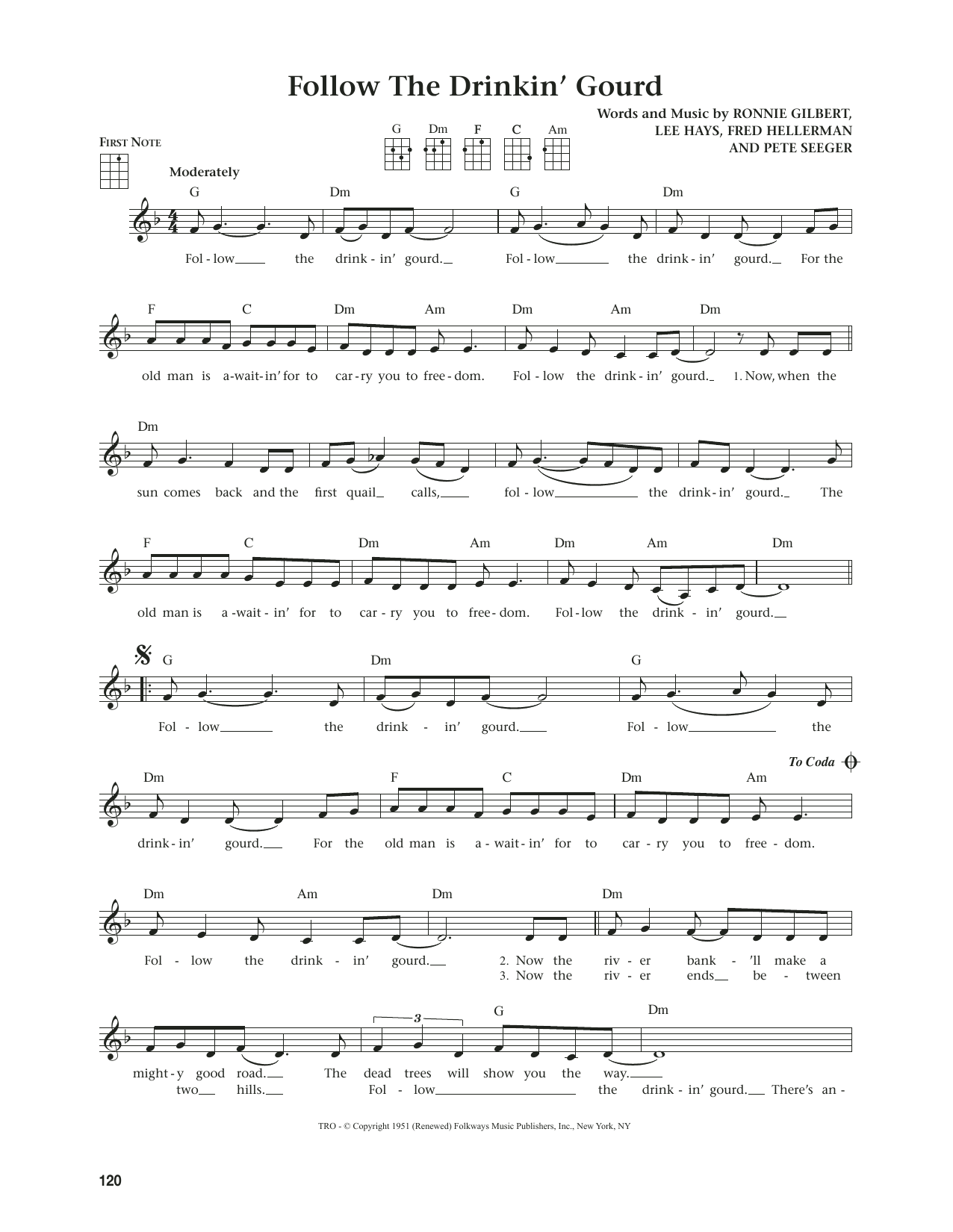 Product gallery: Page 1 of 1 Follow The Drinkin' Gourd (from The Daily Ukulele) (arr. Jim Beloff), Ronnie Gilbert