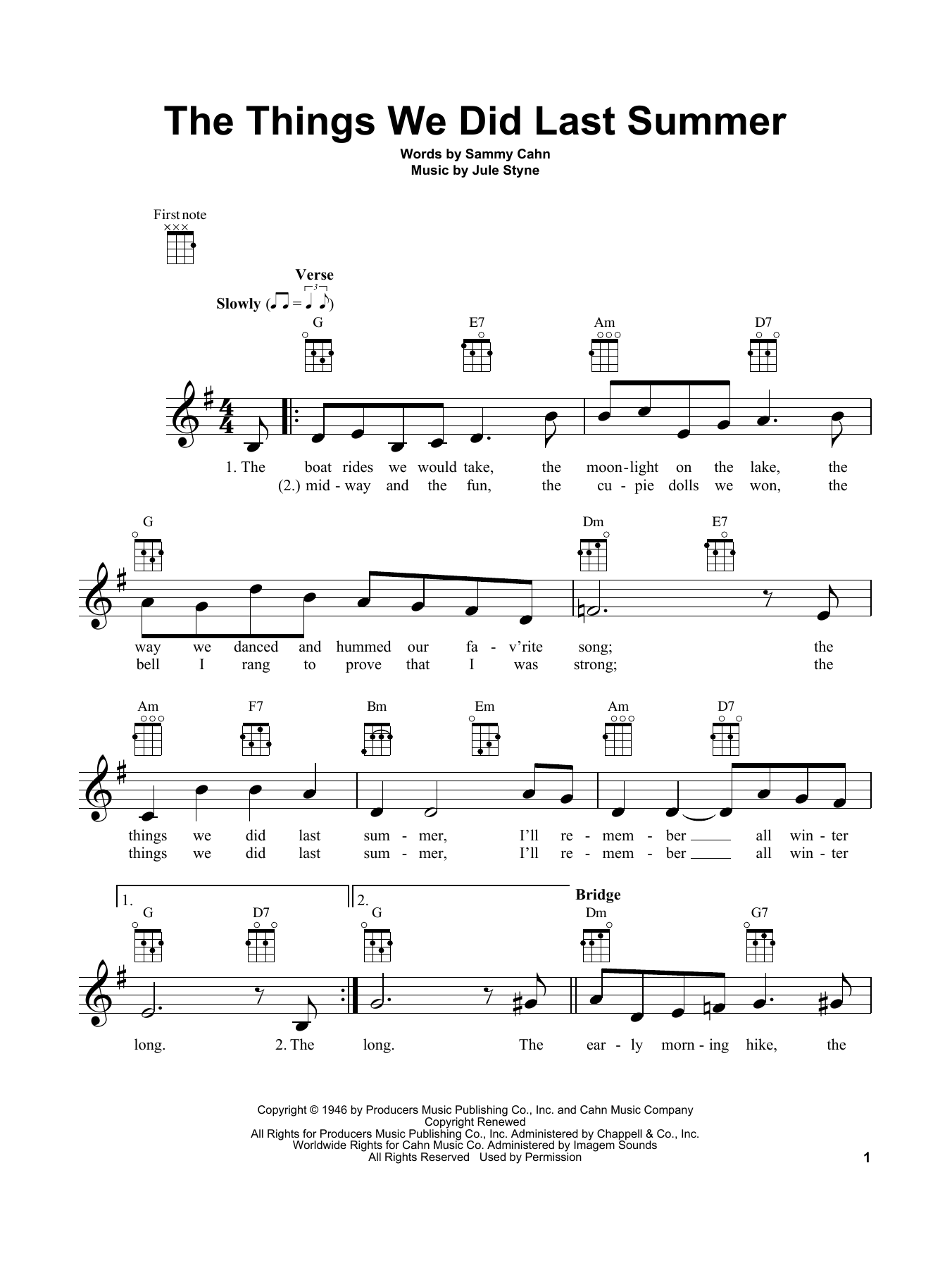 Product gallery: Page 1 of 1 The Things We Did Last Summer, Sammy Cahn