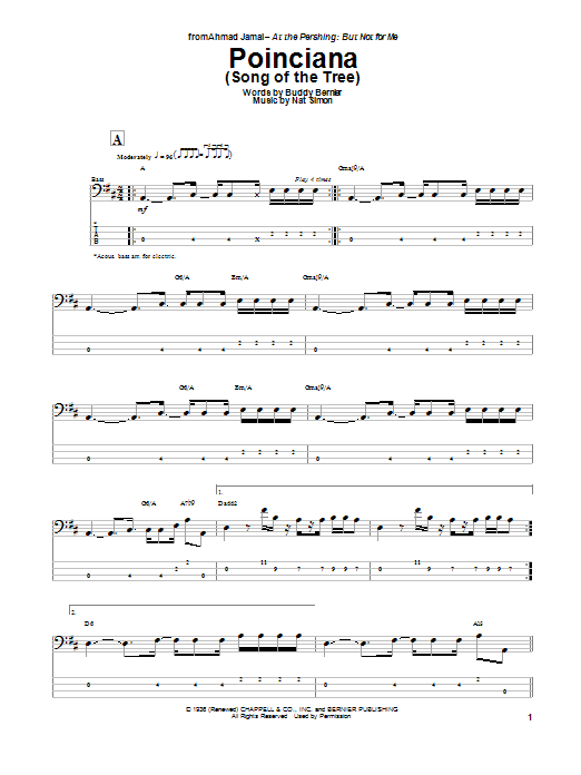 Produktgalerie: Seite 1 von 1 Poinciana (Song Of The Tree), Nat Simon, E-Bass
