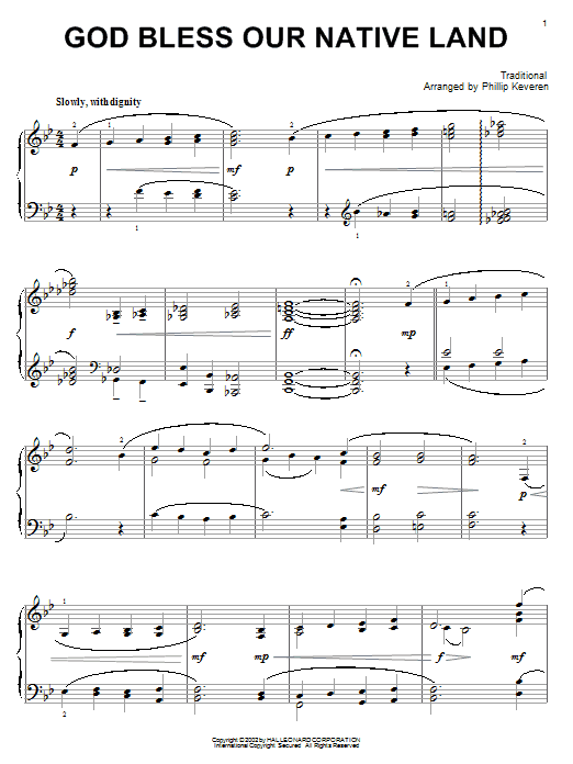 Product gallery: Page 1 of 1 God Bless Our Native Land (arr. Phillip Keveren), Traditional