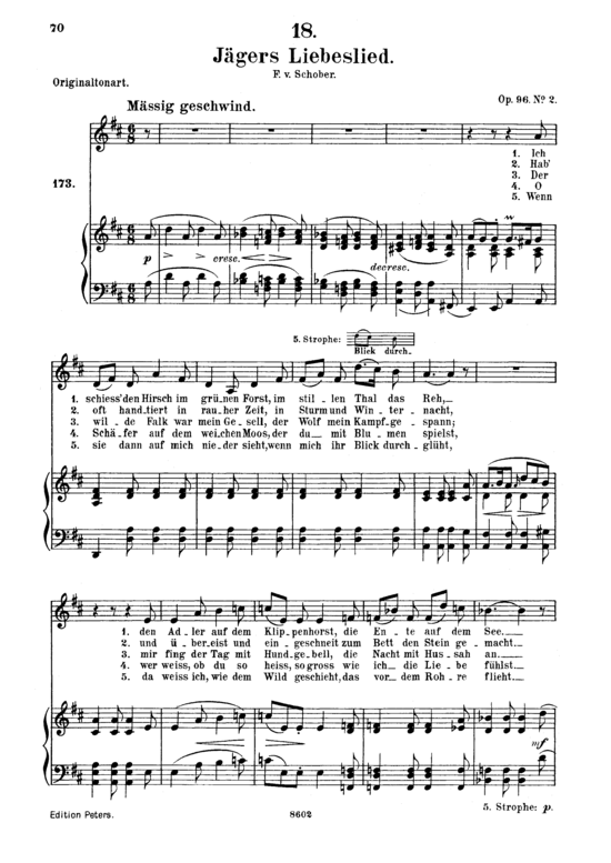gallery: Jägers Liebeslied D.909, , Gesang mittel und Klavier