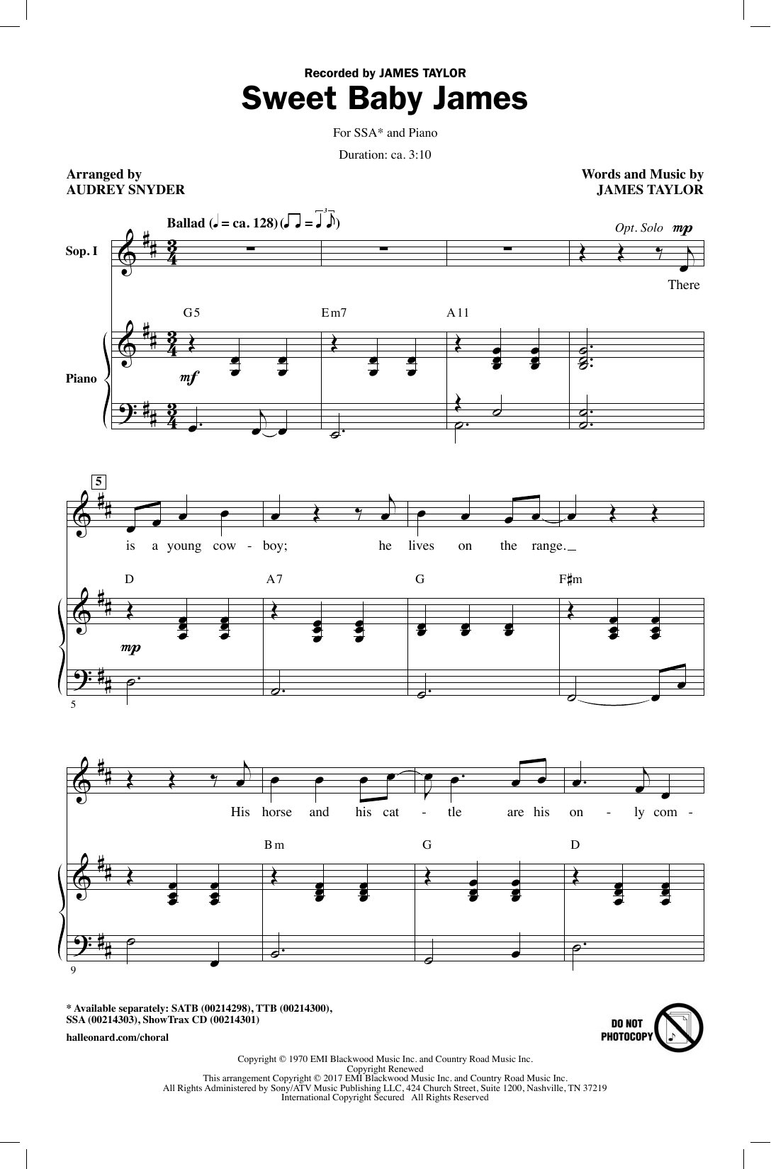 Produktgalerie: Seite 1 von 1 Sweet Baby James, Audrey Snyder, Chor