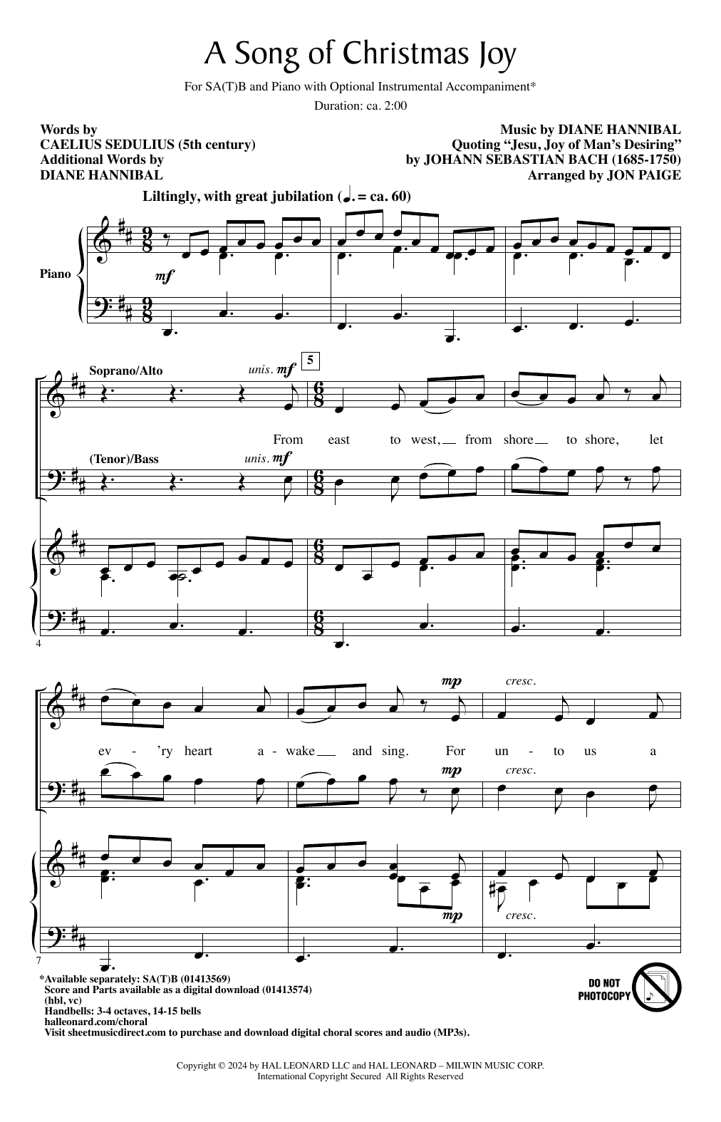 Product picture to: A Song Of Christmas Joy (arr. Jon Paige)