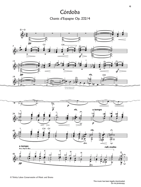 Produktgalerie: Seite 1 von 1 Córdoba (from Chants d’Espagne Op. 232/4), Isaac Albeniz, Gitarre