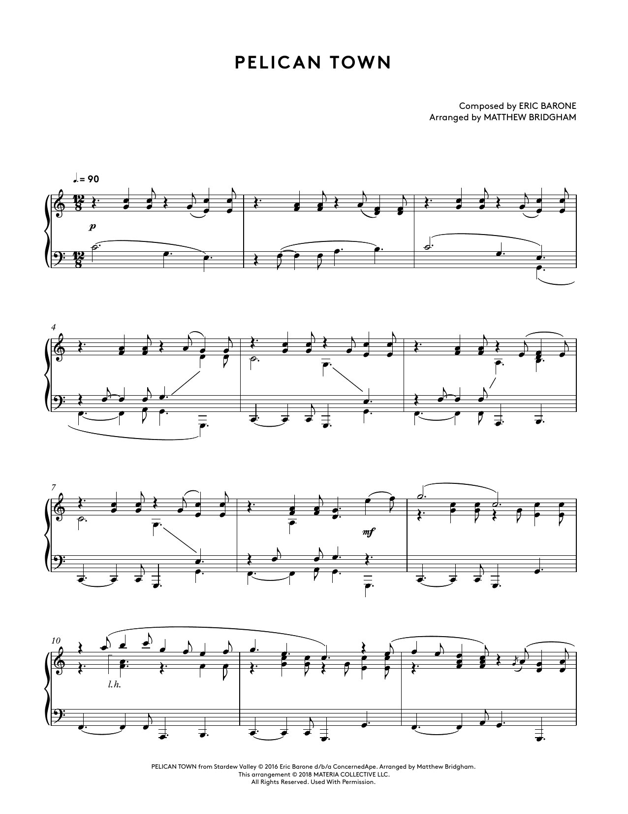 Product gallery: Page 1 of 1 Pelican Town (from Stardew Valley Piano Collections) (arr. Matthew Bridgham), Augustine Mayuga Gonzales