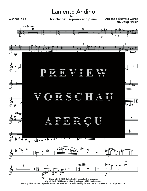 Produktgalerie: Seite 10 von 11 Lamento Andino, , (Trio Sopran, Klarinette und Klavier)