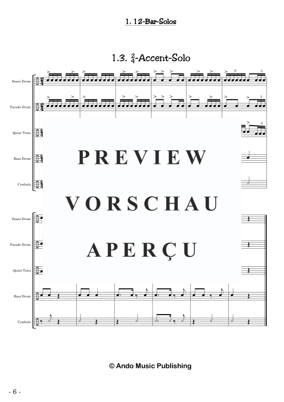 gallery: Solos for Marching Drums - Volume 2, , 40 Solo Pieces for Marching Drums: Snare Drum, Parade Drum, Bass Drum, Tom Toms and Cymbals