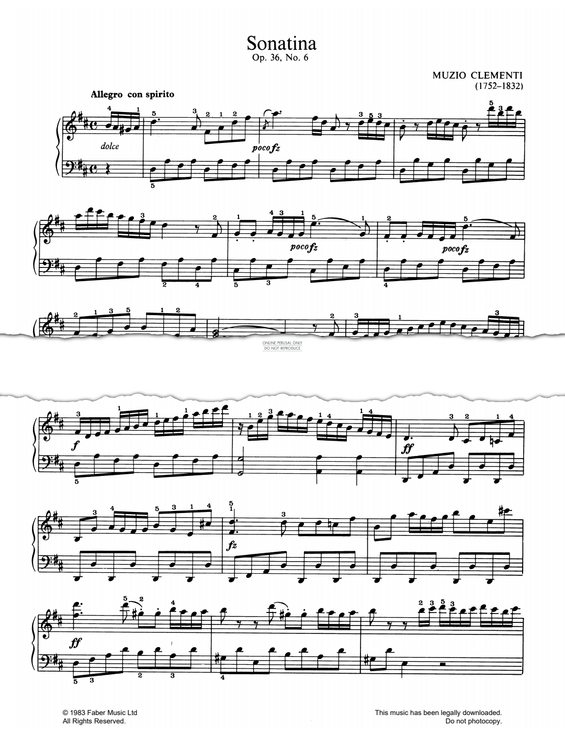 Produktgalerie: Seite 1 von 1 Sonatina Op.36, No.6, Muzio Clementi, Klavier