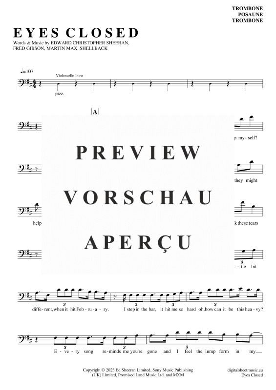 Product gallery: Page 2 of 5 Eyes Closed , Sheeran, Ed, (Posaune / Bariton)