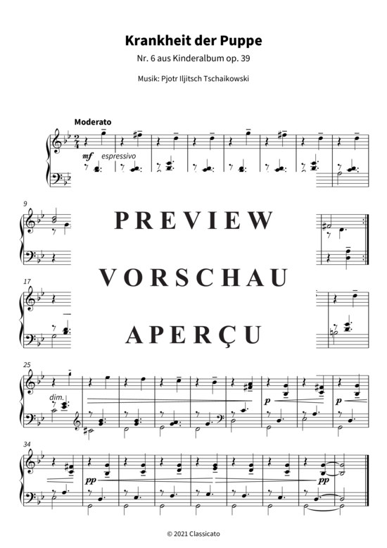 Produktgalerie: Seite 4 von 4 Krankheit der Puppe - Nr. 6 aus Kinderalbum op. 39 , , Klavier Solo