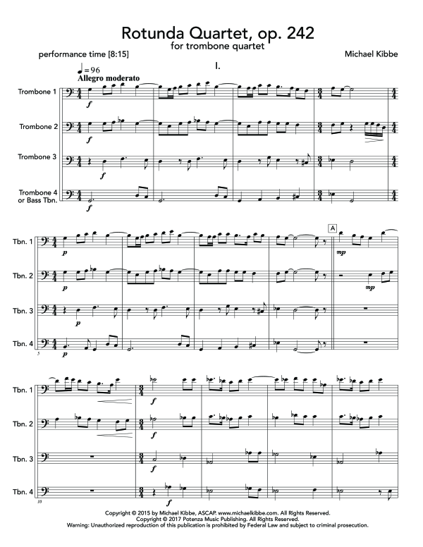 Product gallery: Page 1 of 11 Rotunda Quartet, Op. 242, , (Trombone quartet)