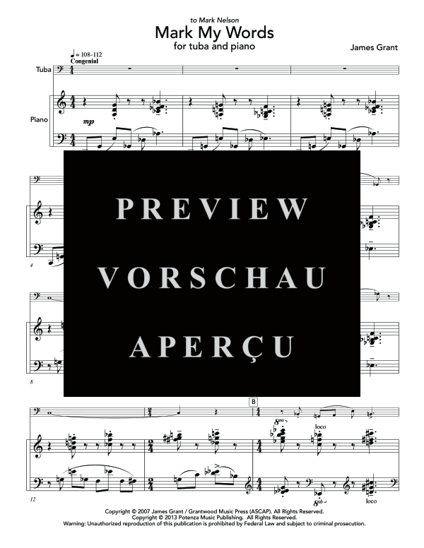 Product gallery: Page 5 of 11 Mark My Words, , (tuba and piano)
