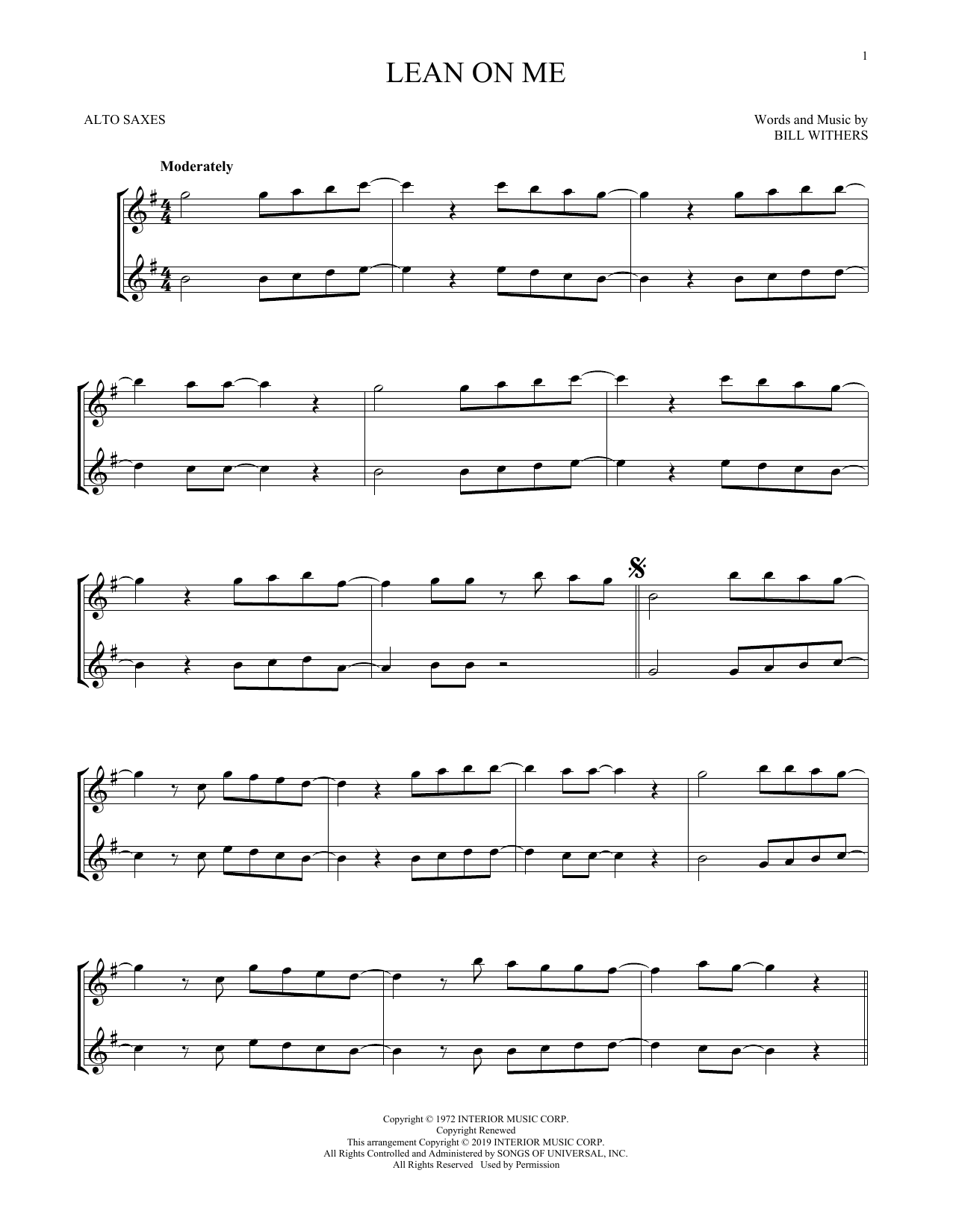Produktgalerie: Seite 1 von 1 Lean On Me, Bill Withers, Saxophon