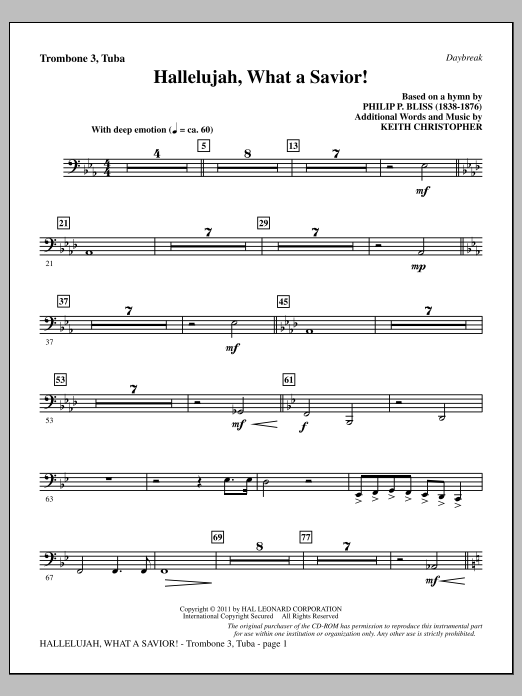 Produktbild zu: Hallelujah, What A Savior! - Trombone 3/Tuba