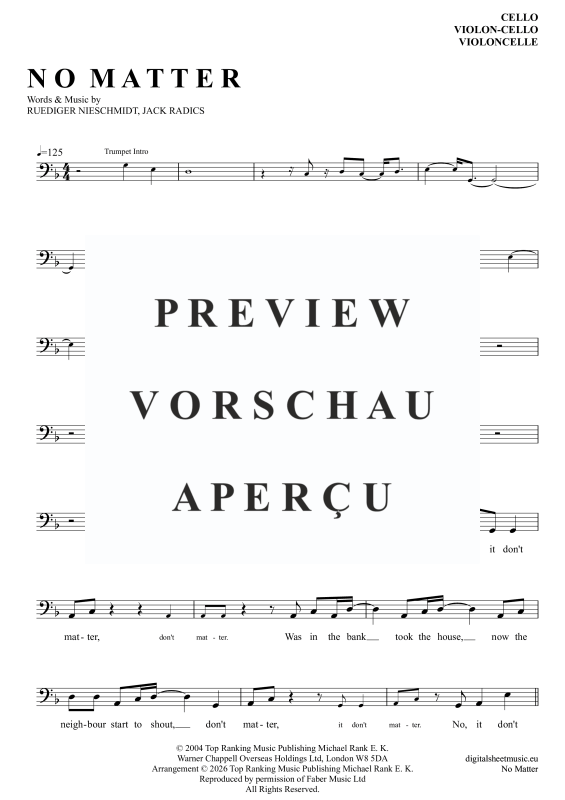 Produktgalerie: Seite 2 von 4 No Matter, Radics, Jack, Violoncello