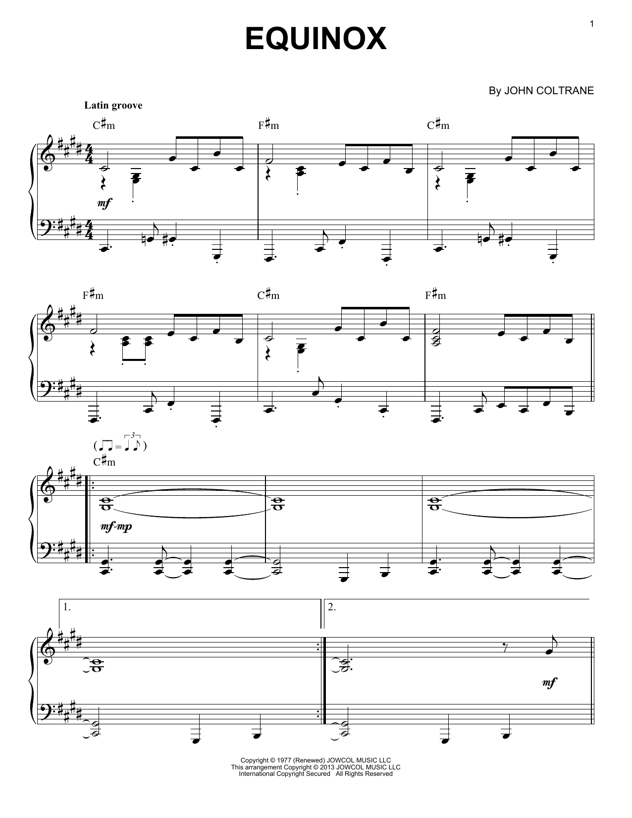 Product gallery: Page 1 of 1 Equinox (arr. Brent Edstrom), John Coltrane