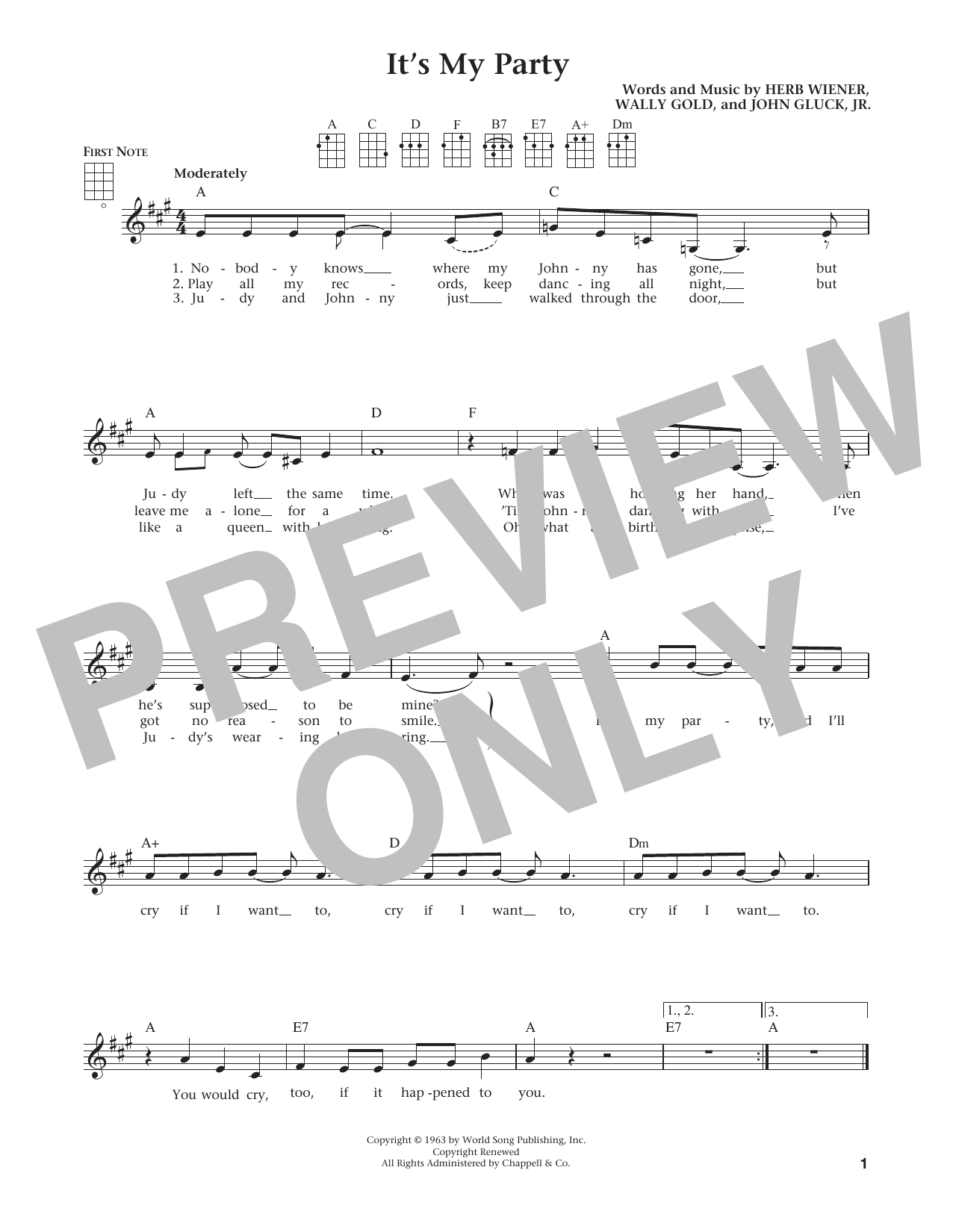 Product gallery: Page 1 of 1 It's My Party (from The Daily Ukulele) (arr. Liz and Jim Beloff), Lesley Gore