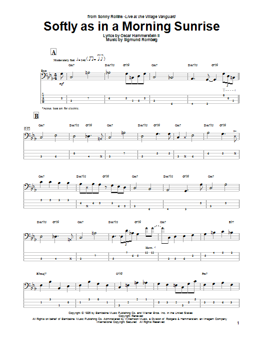 Produktgalerie: Seite 1 von 1 Softly As In A Morning Sunrise, Oscar Hammerstein II, E-Bass