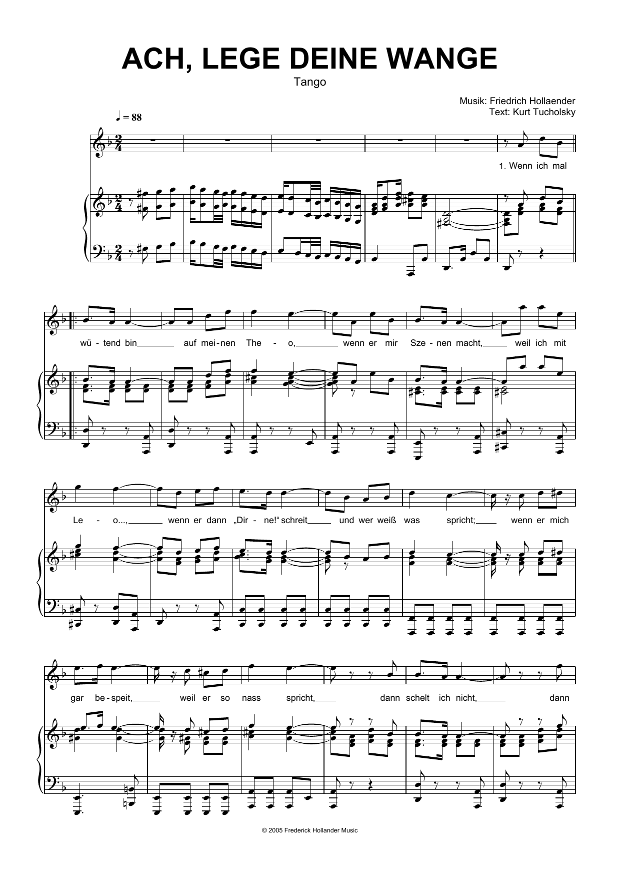Produktgalerie: Seite 1 von 1 Ach, Lege Deine Wange, Friedrich Hollaender, Gesang, Klavier