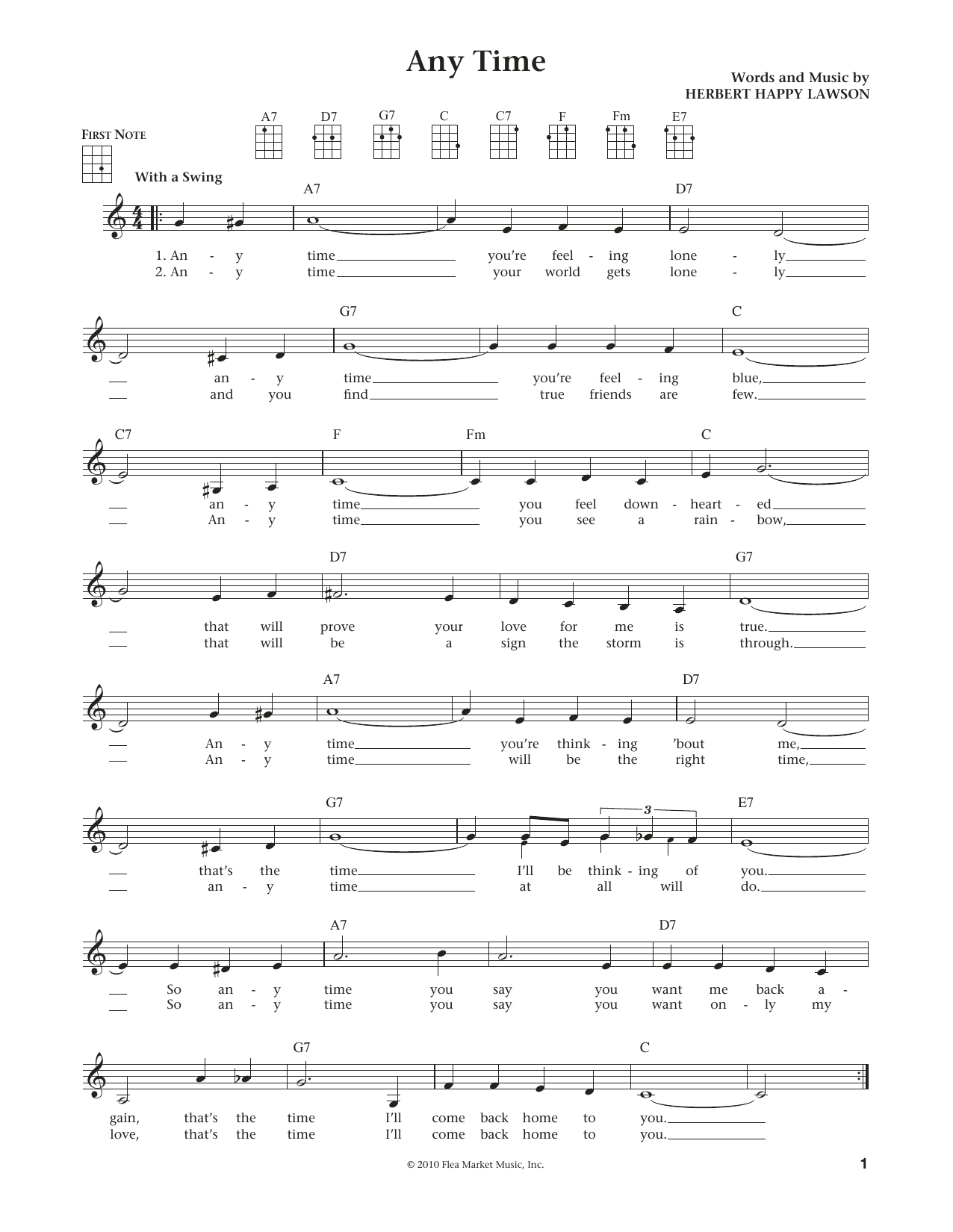 Product gallery: Page 1 of 1 Any Time (from The Daily Ukulele) (arr. Liz and Jim Beloff), Herbert Happy Lawson