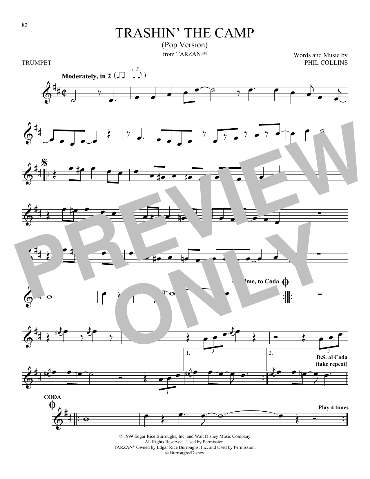 Produktgalerie: Seite 1 von 1 Trashin' The Camp (Pop Version) (from Tarzan), Phil Collins, Trompete