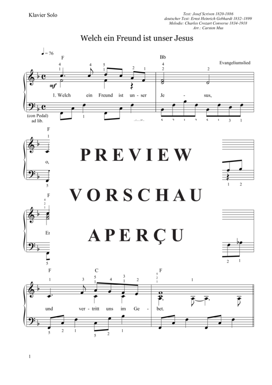 gallery: Welch ein Freund ist unser Jesus , , (Klavier Solo - F-Dur)