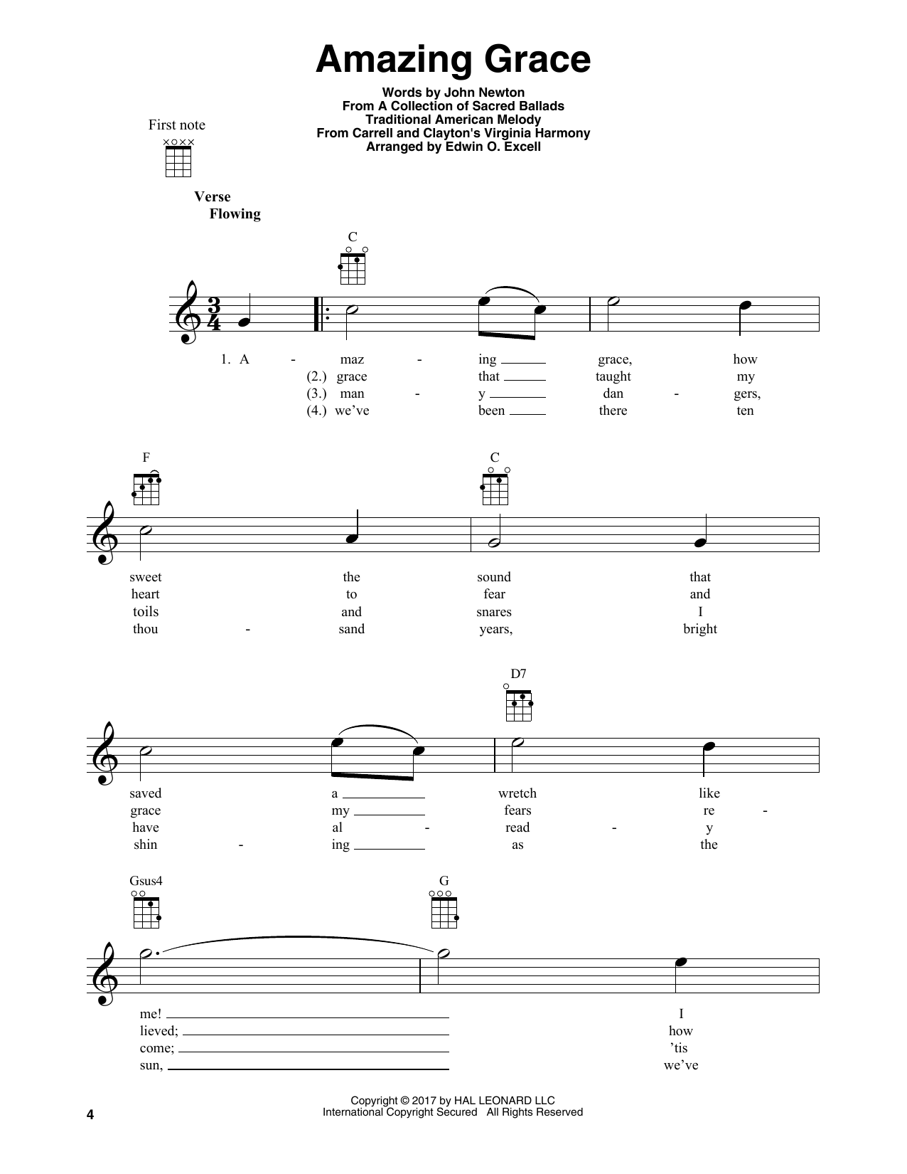 Product gallery: Page 1 of 1 Amazing Grace, Traditional American Melody
