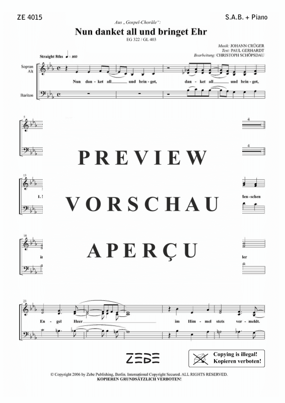 gallery: Nun danket all und bringet Ehr EG 322 / GL 403, , Gemischter Chor SAM und Klavier