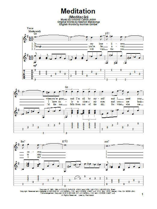 Produktgalerie: Seite 1 von 1 Meditation (Meditacao), Antonio Carlos Jobim, Gitarre
