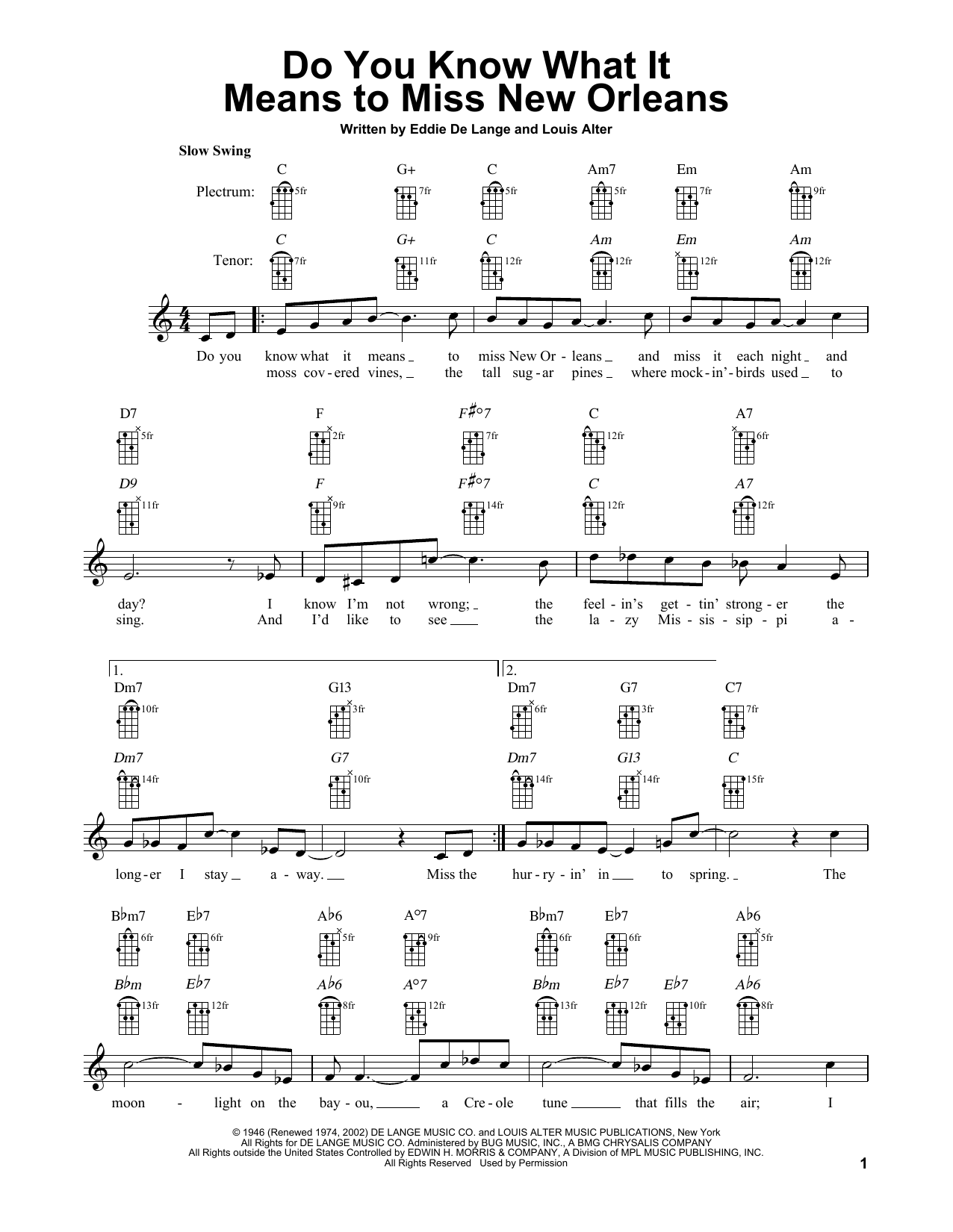 Produktgalerie: Seite 1 von 1 Do You Know What It Means To Miss New Orleans, Eddie De Lange, Banjo