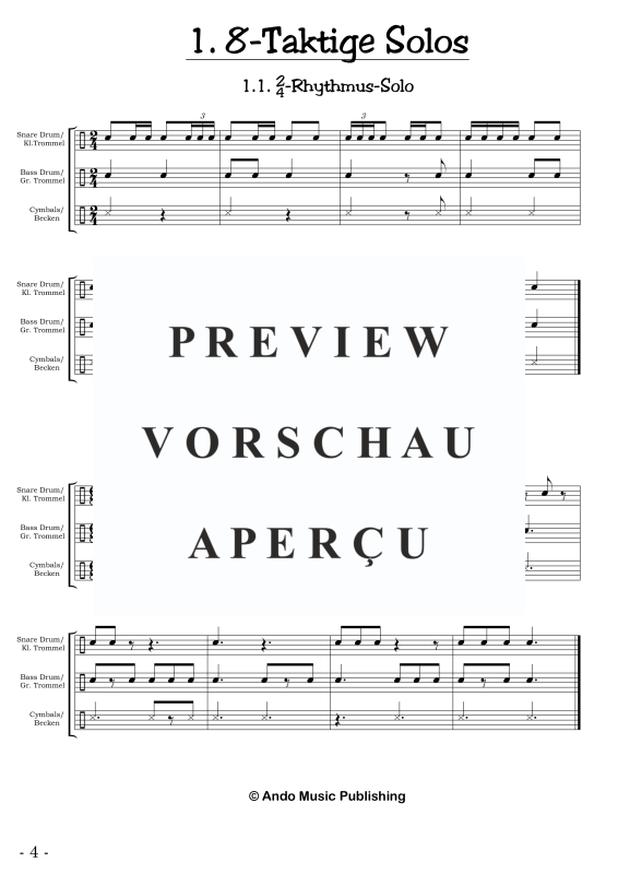 gallery: Solos für Marschtrommler - Band 1, , 50 Solostücke für Marschkapellen - Kleine Trommel, Große Trommel und Becken