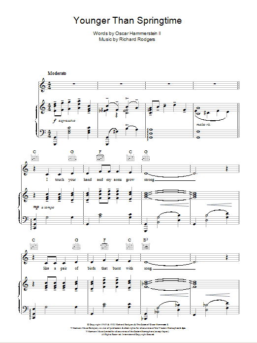 Produktgalerie: Seite 1 von 1 Younger Than Springtime, Rodgers & Hammerstein, Gesang, Gitarre, Klavier
