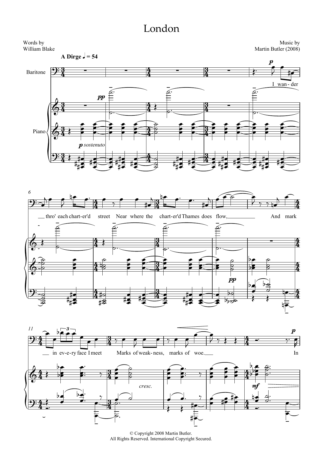 Produktbild zu: London (for baritone and piano)
