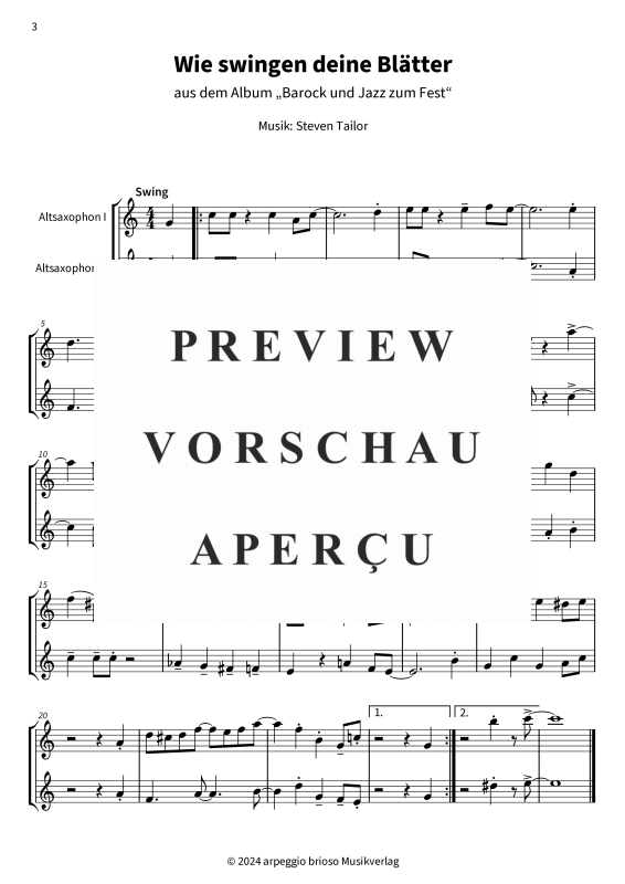 Product gallery: Page 5 of 7 Wie swingen deine Blätter - aus dem Album Barock und Jazz zum Fest, , (alto saxophone duet)