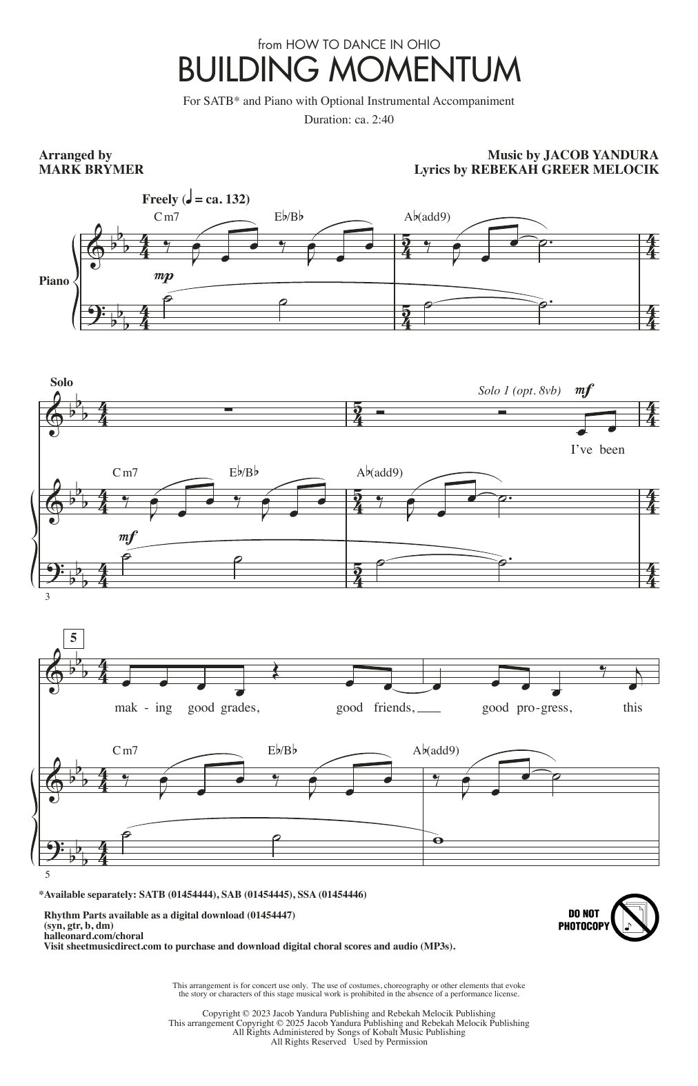 Produktbild zu: Building Momentum (from How To Dance In Ohio) (arr. Mark Brymer)