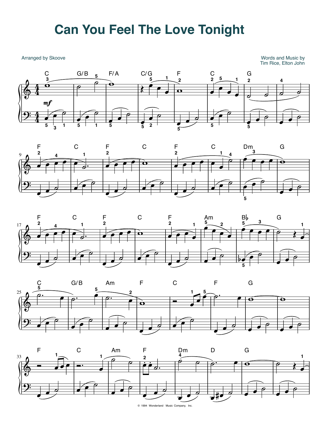 Produktbild zu: Can You Feel The Love Tonight (from The Lion King) (arr. Skoove)