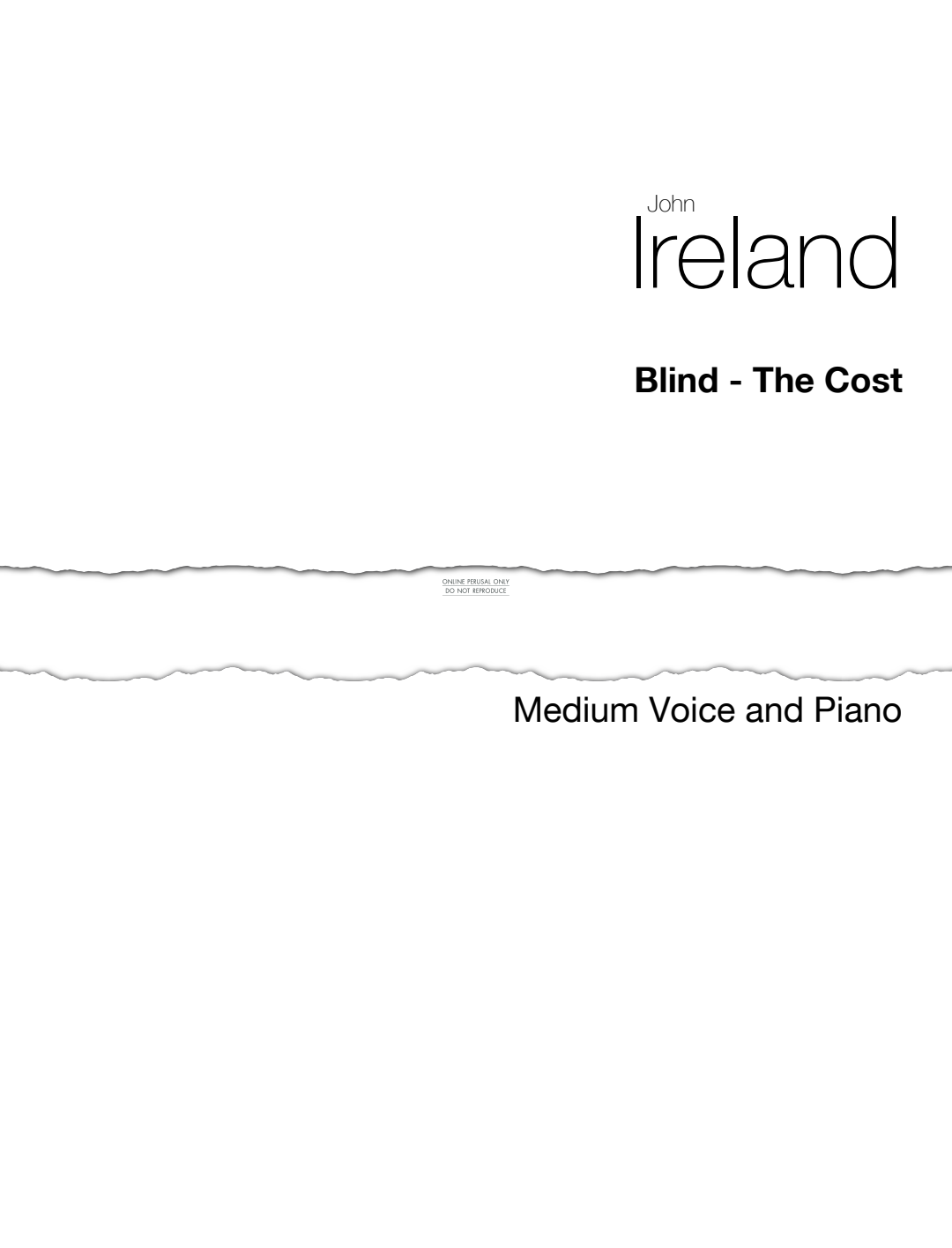 Produktgalerie: Seite 1 von 1 Two Songs: Blind - The Cost, John Ireland, Gesang, Klavier