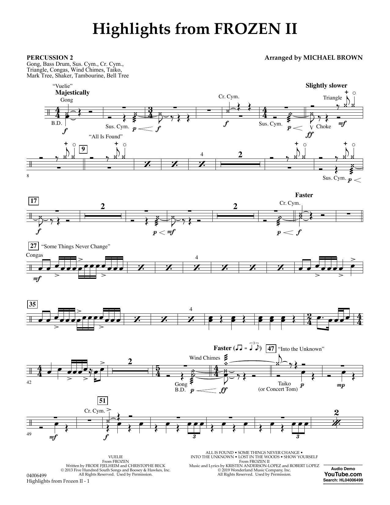Product gallery: Page 1 of 1 Highlights from Disney's Frozen 2 (arr. Michael Brown) - Percussion 2, Kristen Anderson-Lopez & Robert Lopez