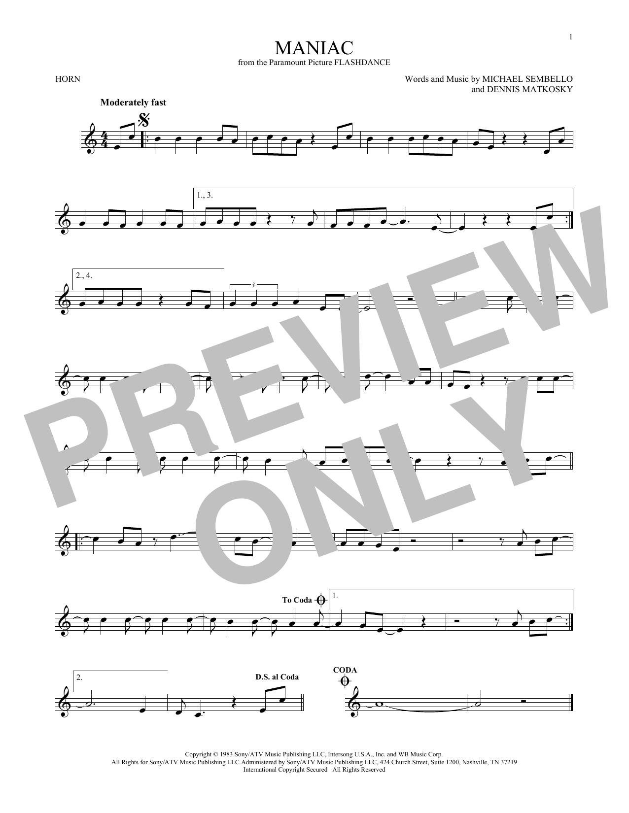 Produktgalerie: Seite 1 von 1 Maniac, Michael Sembello, Horn