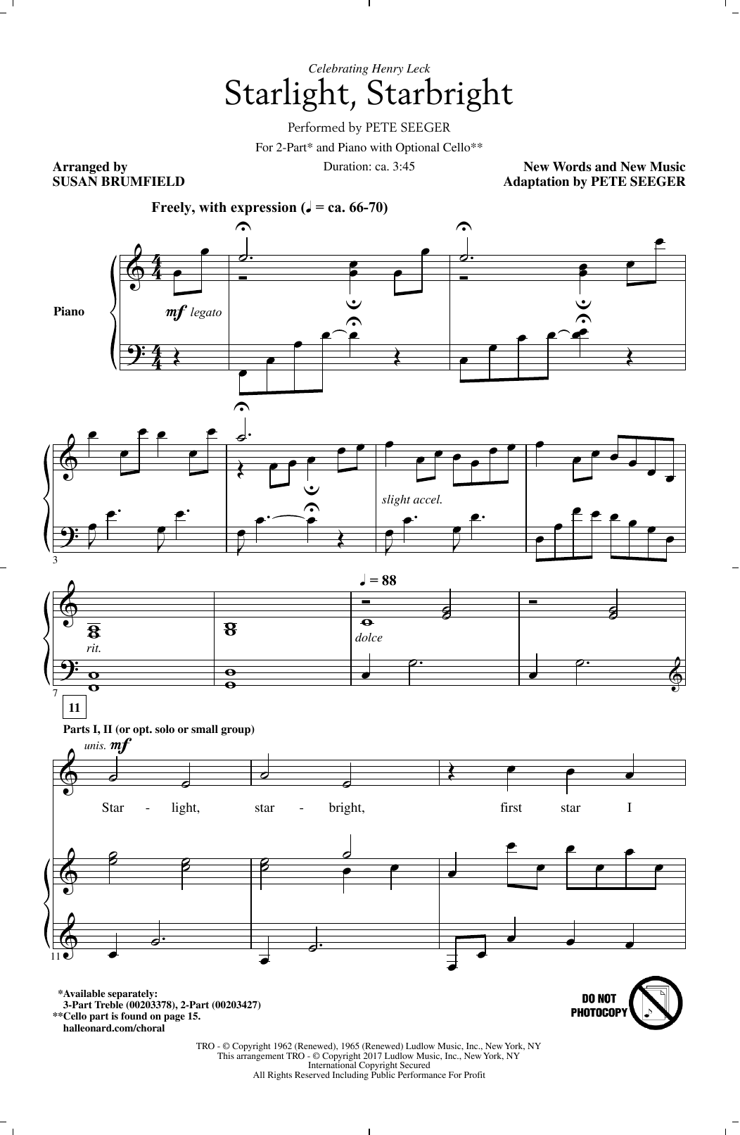 Product picture to: Starlight, Starbright (arr. Susan Brumfield)