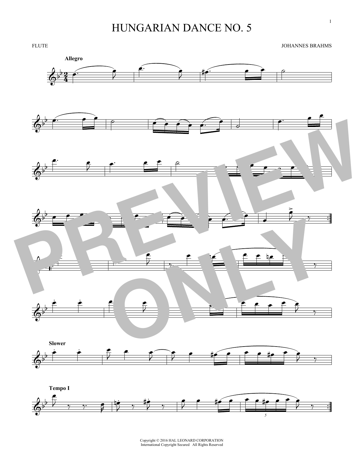 Product gallery: Page 1 of 1 Hungarian Dance No. 5, Johannes Brahms