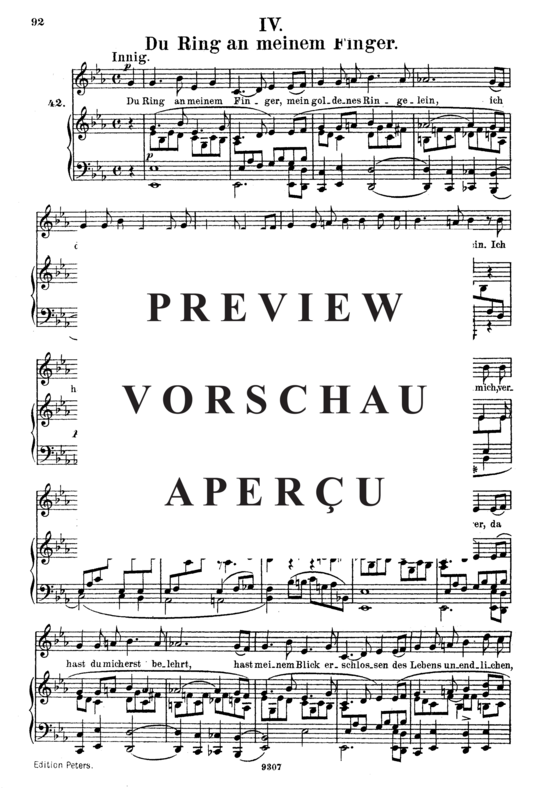 gallery: Du Ring an meinem Finger, Op.42 No.4 , , (Gesang hoch + Klavier)