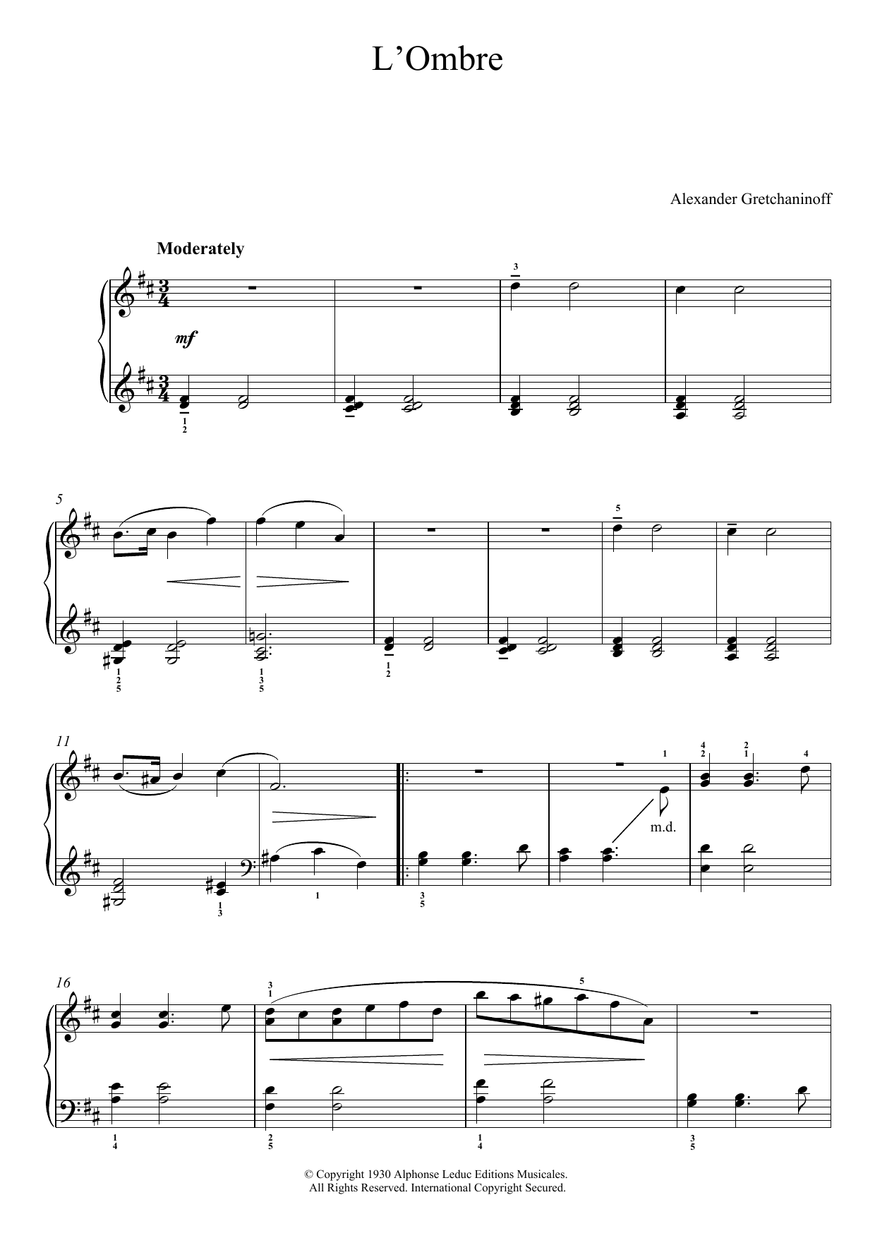Produktbild zu: L'Ombre (No. 4 from 'Historiettes')