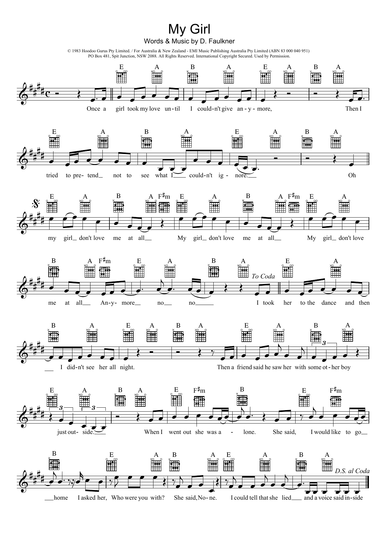Produktgalerie: Seite 1 von 1 My Girl, Hoodoo Gurus, Melodieinstrument