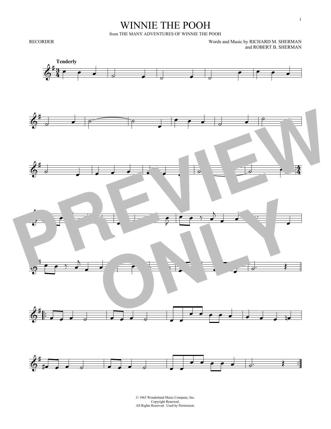 Product gallery: Page 1 of 1 Winnie The Pooh (from The Many Adventures Of Winnie The Pooh), Sherman Brothers