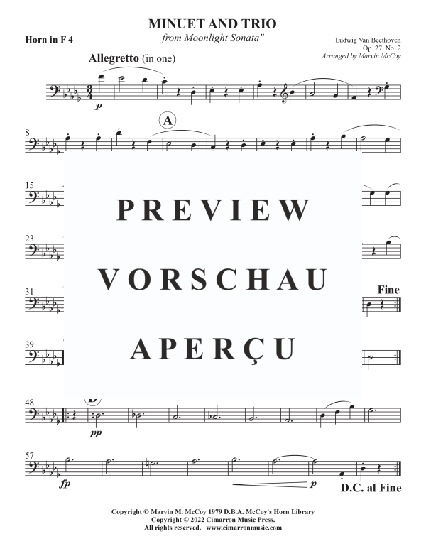 Product gallery: Page 9 of 9 Minuet and Trio from Moonlight Sonata, Op. 27 No. 2, , Horn Quartet