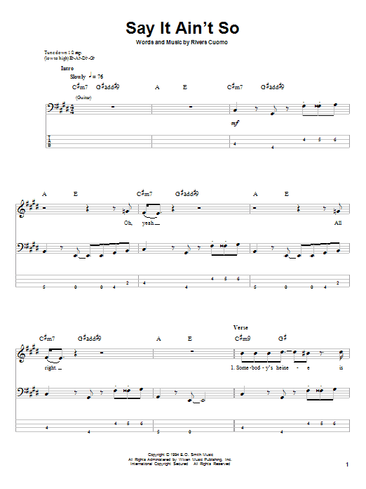 Produktgalerie: Seite 1 von 1 Say It Ain't So, Weezer, E-Bass